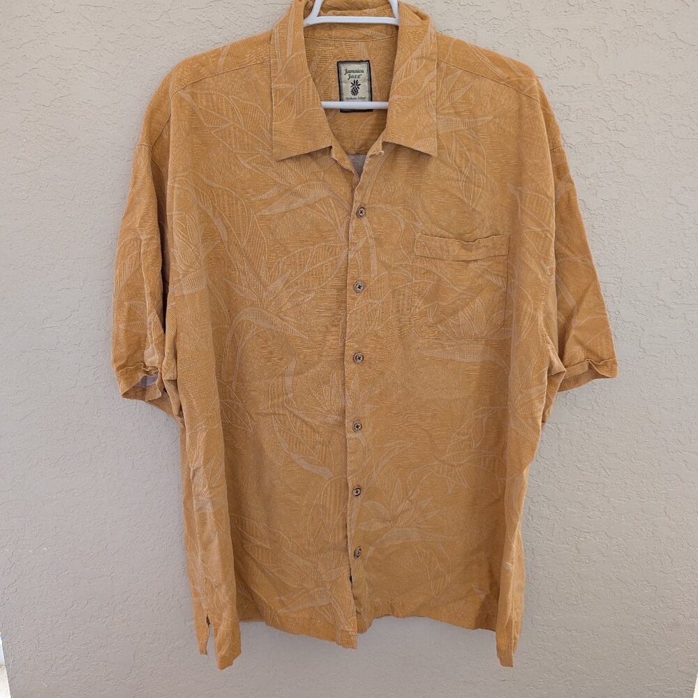 Jamaica Jaxx 100% Silk Hawaiian Button Up Short Sleeved Shirt Size XXL